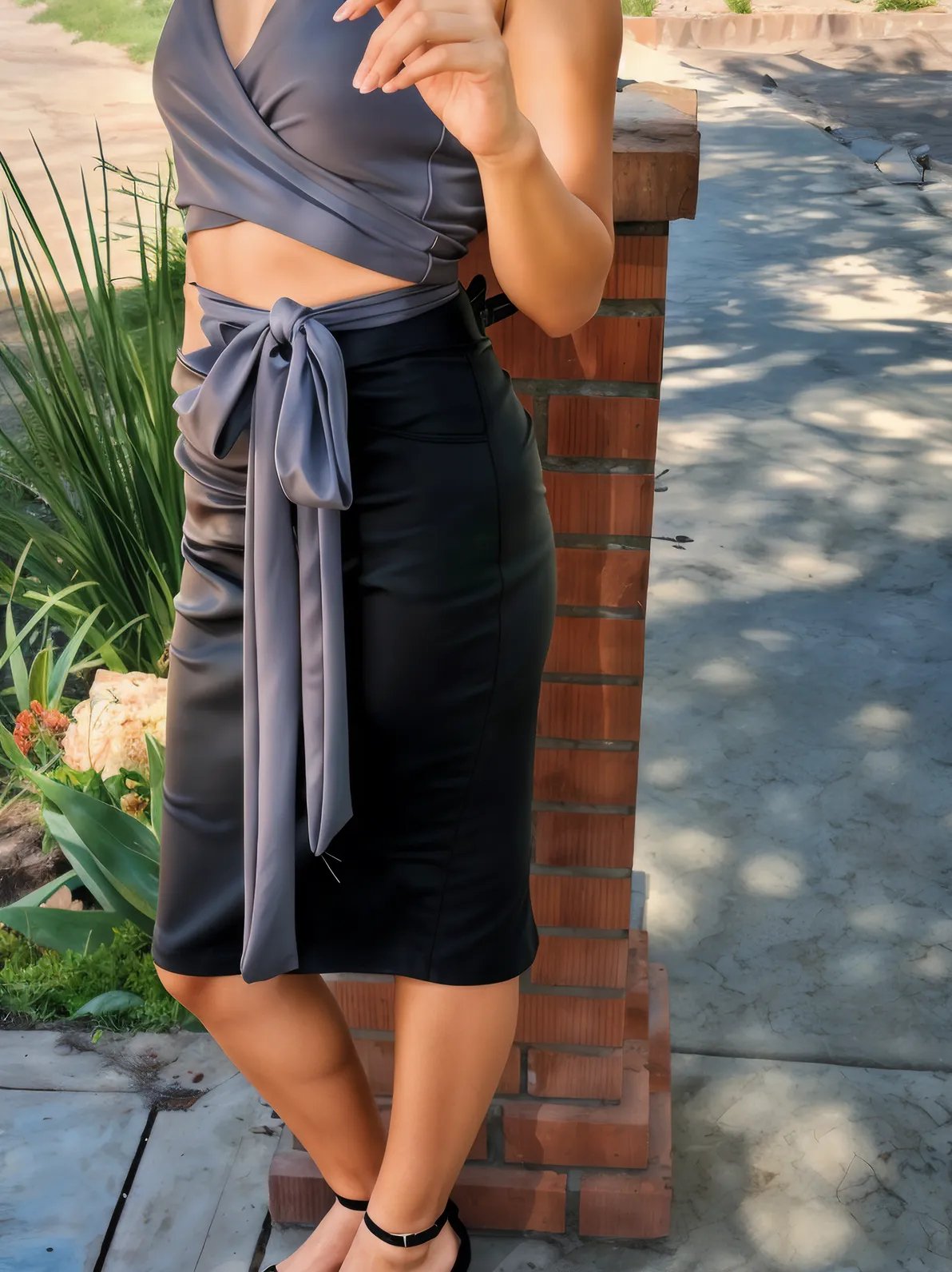 Timeless Leather - Like Pencil Skirt Black - Tenku Designs