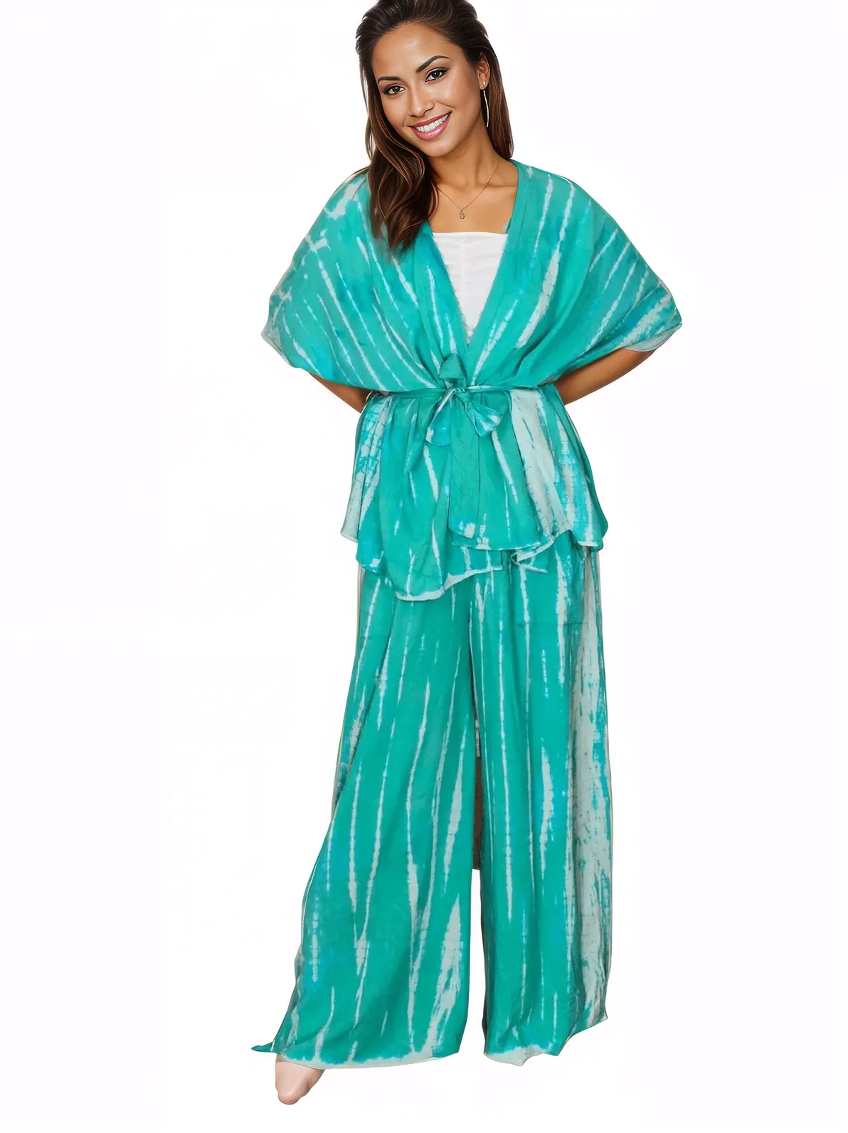 Turquoise Boho Tie - Dye Pants Set – Cozy, Chic & Effortlessly Stylish - Tenku Designs