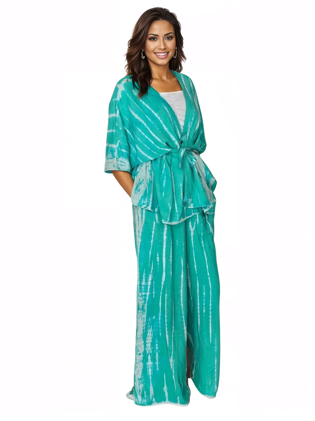 Turquoise Boho Tie - Dye Pants Set – Cozy, Chic & Effortlessly Stylish - Tenku Designs