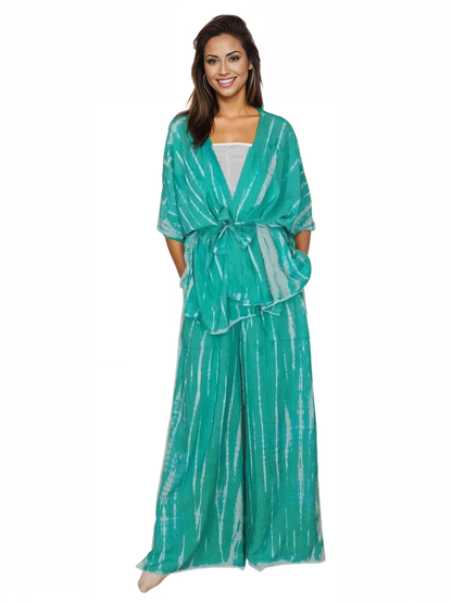 Turquoise Boho Tie - Dye Pants Set – Cozy, Chic & Effortlessly Stylish - Tenku Designs