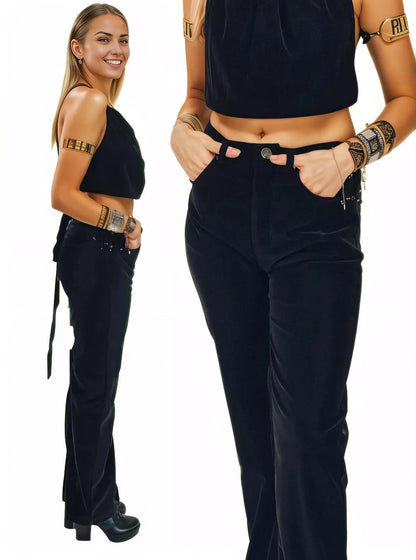 Velvet Backless Drawstring Halter Top Black - Tenku Designs