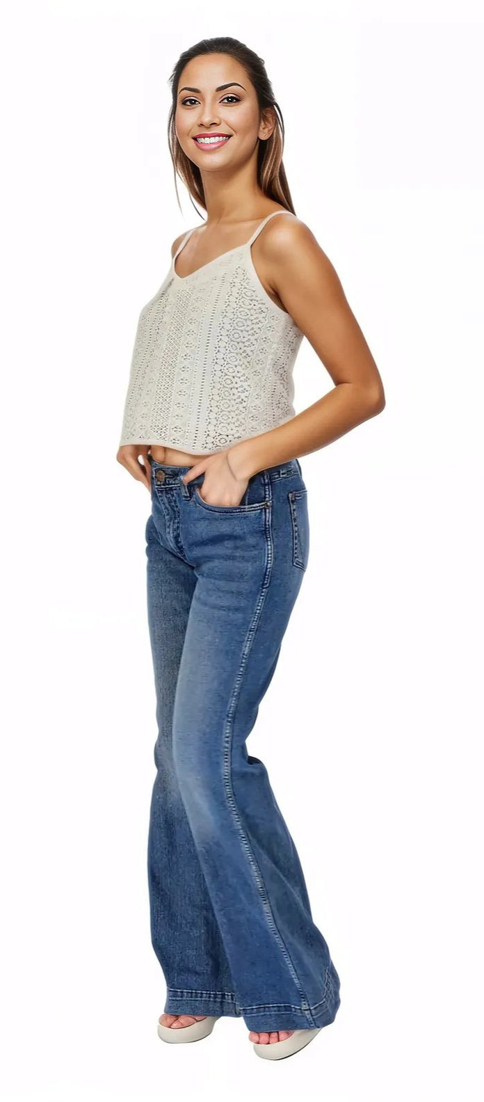 White 100% Cotton Cropped Tank Top – Adjustable Straps | Tenku Designs Style B - Tenku Designs