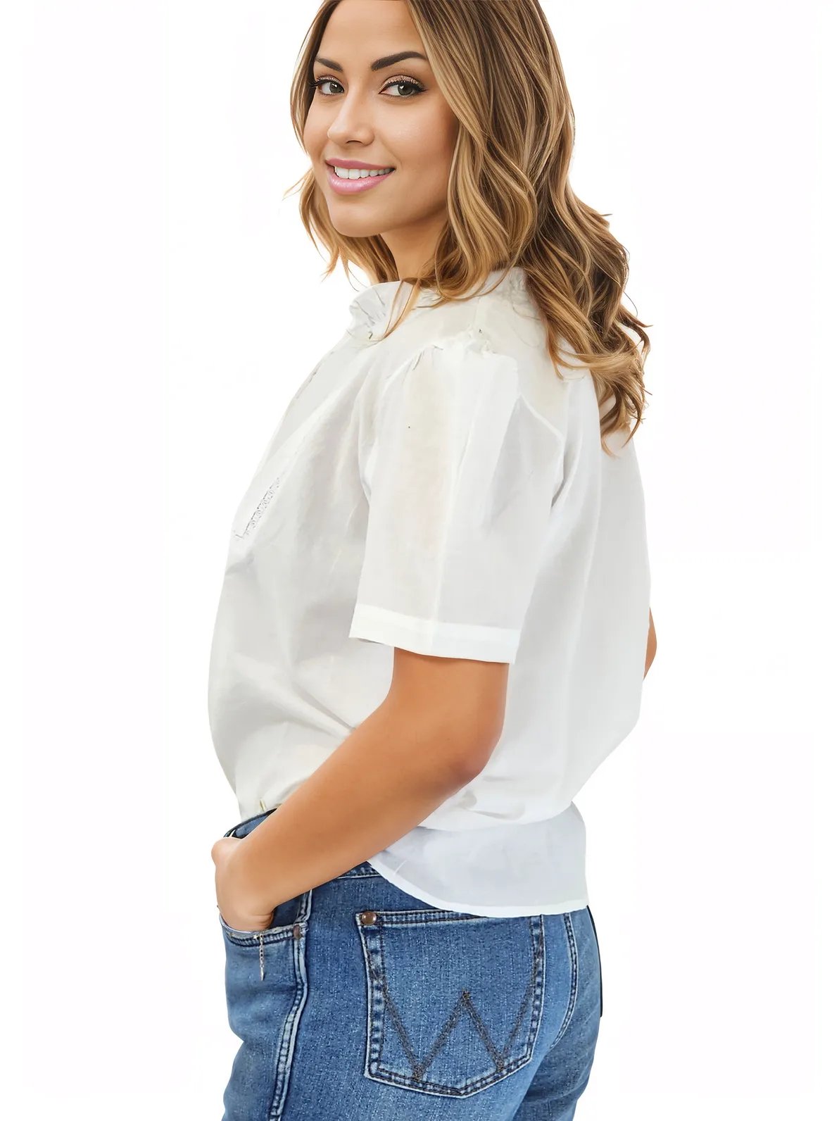 Woman's 100% Cotton White blouse - Tenku Designs