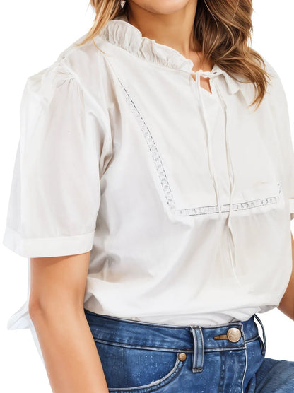 Woman's 100% Cotton White blouse - Tenku Designs