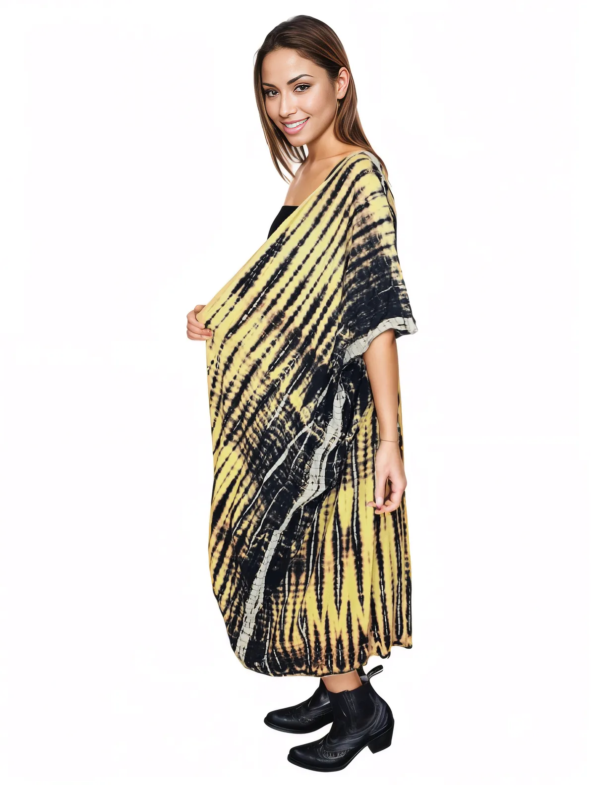 Yellow/Black Boho Tie - Dye Cardigan | Cozy & Chic - Tenku Designs